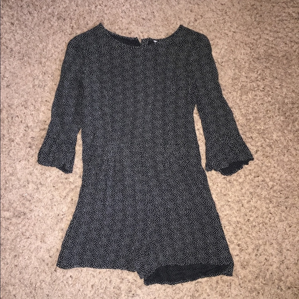 Black and white polka dot romper
